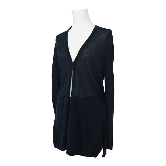 J. Jill Open Front Cotton Linen Long Line Cardigan Sweater Navy Blue Size XS - Picture 1 of 10